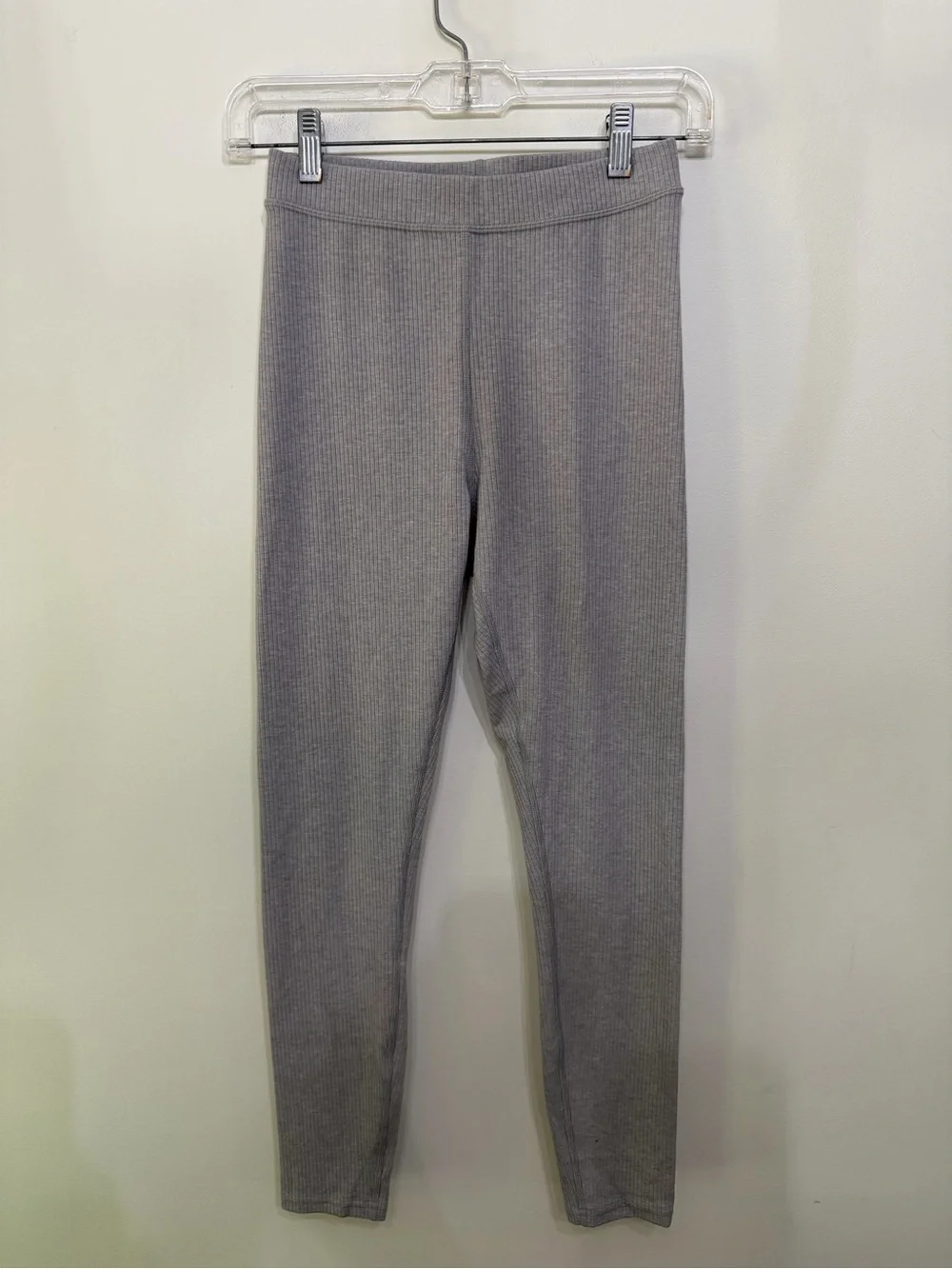 Alo Yoga High Waist Seamless Ribbed Two Tone Leggings Light Grey Women’s XS